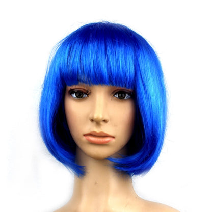 Party Cosplay Headwear Straight Short PET Wigs For Female(Royal Blue) - Wigs by PMC Jewellery | Online Shopping South Africa | PMC Jewellery