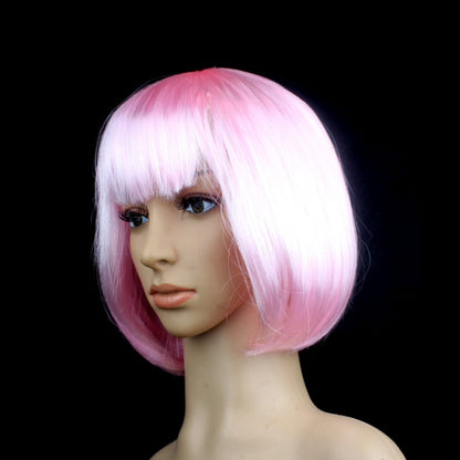 Party Cosplay Headwear Straight Short PET Wigs For Female(Pink) - Wigs by PMC Jewellery | Online Shopping South Africa | PMC Jewellery