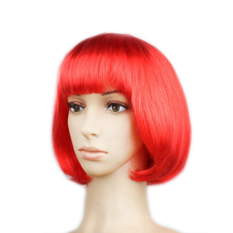 Party Cosplay Headwear Straight Short PET Wigs For Female(Red) - Wigs by PMC Jewellery | Online Shopping South Africa | PMC Jewellery