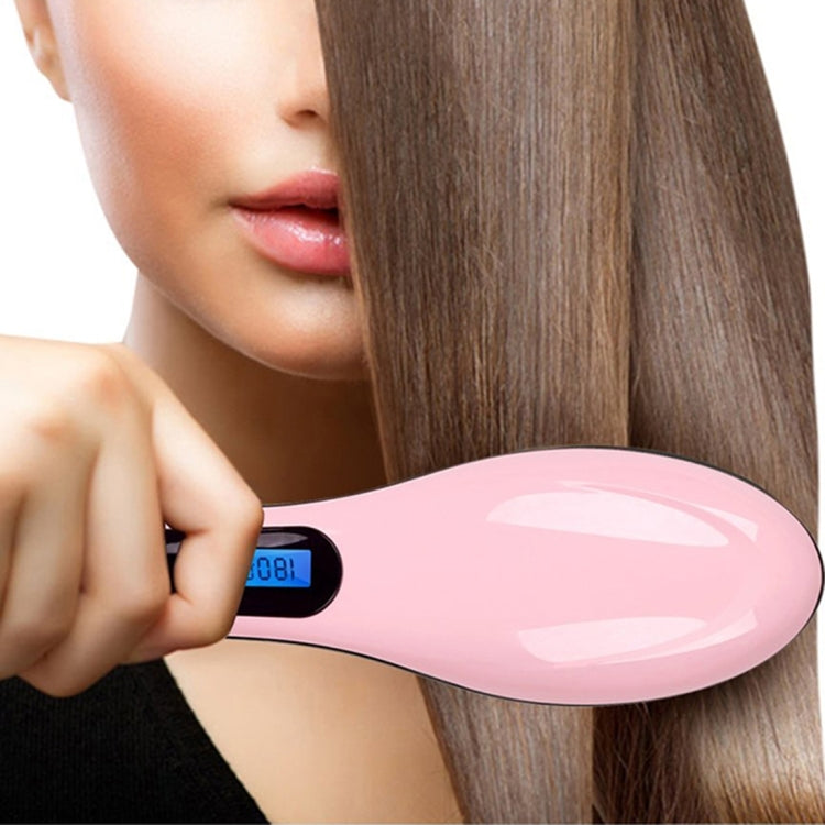 Handheld Innovative Hair Straightener Comb with LCD Temperature Display, EU Plug(Pink) - Combs by PMC Jewellery | Online Shopping South Africa | PMC Jewellery