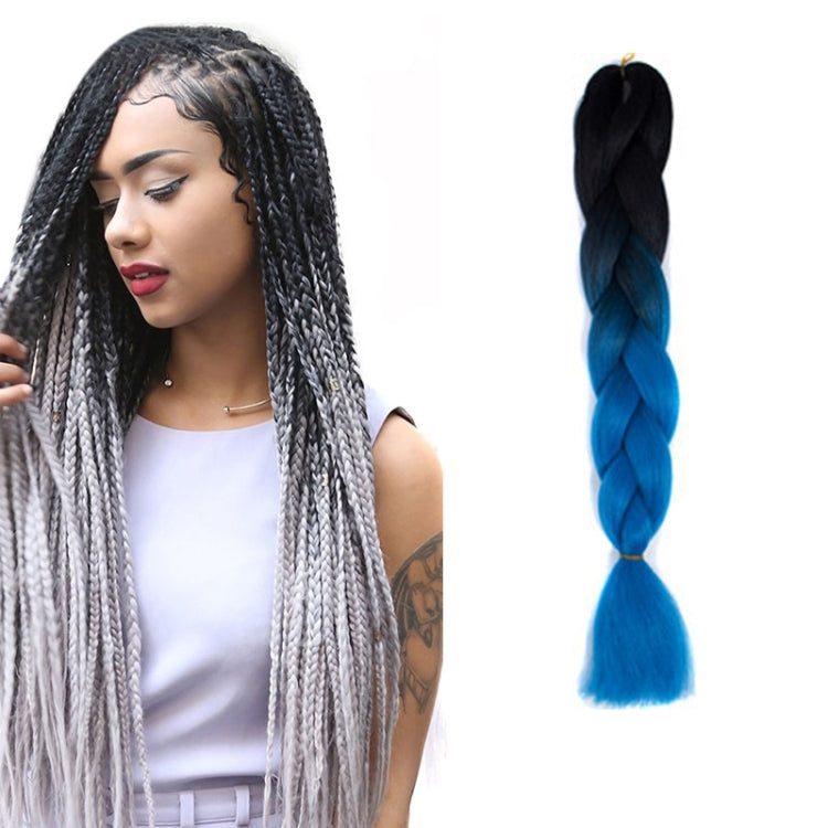 Fashion Color Gradient Individual Braid Wigs Chemical Fiber Big Braids, Length: 60cm(57 Black+Lake Blue) - Wigs by PMC Jewellery | Online Shopping South Africa | PMC Jewellery