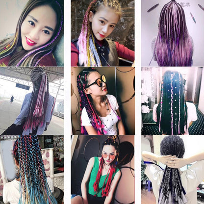 Fashion Color Gradient Individual Braid Wigs Chemical Fiber Big Braids, Length: 60cm(19 Dark Green+Yellow Green) - Wigs by PMC Jewellery | Online Shopping South Africa | PMC Jewellery