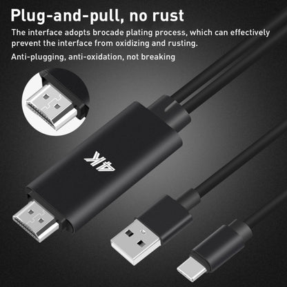 9572A USB Power Supply USB-C/Type-C to HDMI 4K Aluminum Alloy Cable, Length: 1.8m(Black) - Converter & Adapter by PMC Jewellery | Online Shopping South Africa | PMC Jewellery