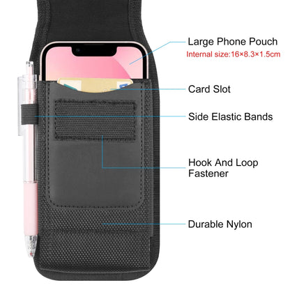 HAWEEL 6.1-6.8 inch Nylon Cloth Phone Belt Clip Carrying Pouch with Card Slot(Black) -  by HAWEEL | Online Shopping South Africa | PMC Jewellery