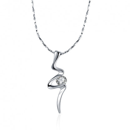 A stunning Italian designed Bolt from Heaven necklace crafted in 18K white gold plating and adorned with Austrian crystals. Perfect for adding a touch of elegance and glamour to any outfit.