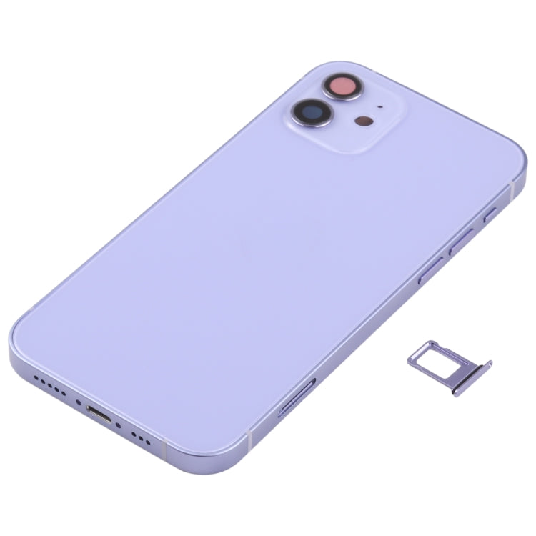 Battery Back Cover (with Side Keys & Card Tray & Power + Volume Flex Cable & Wireless Charging Module) for iPhone 12(Purple) - Back Cover by PMC TechLife | Online Shopping South Africa | PMC TechLife