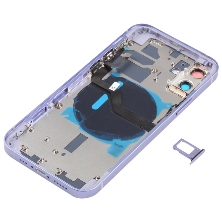 Battery Back Cover (with Side Keys & Card Tray & Power + Volume Flex Cable & Wireless Charging Module) for iPhone 12(Purple) - Back Cover by PMC TechLife | Online Shopping South Africa | PMC TechLife