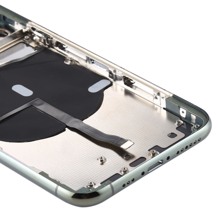 Battery Back Cover (with Side Keys & Card Tray & Power + Volume Flex Cable & Wireless Charging Module) for iPhone 11 Pro(Green) - Back Cover by PMC TechLife | Online Shopping South Africa | PMC TechLife