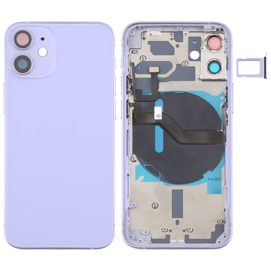 Battery Back Cover (with Side Keys & Card Tray & Power + Volume Flex Cable & Wireless Charging Module) for iPhone 12 Mini(Purple) - Back Cover by PMC Jewellery | Online Shopping South Africa | PMC Jewellery | Buy Now Pay Later Mobicred