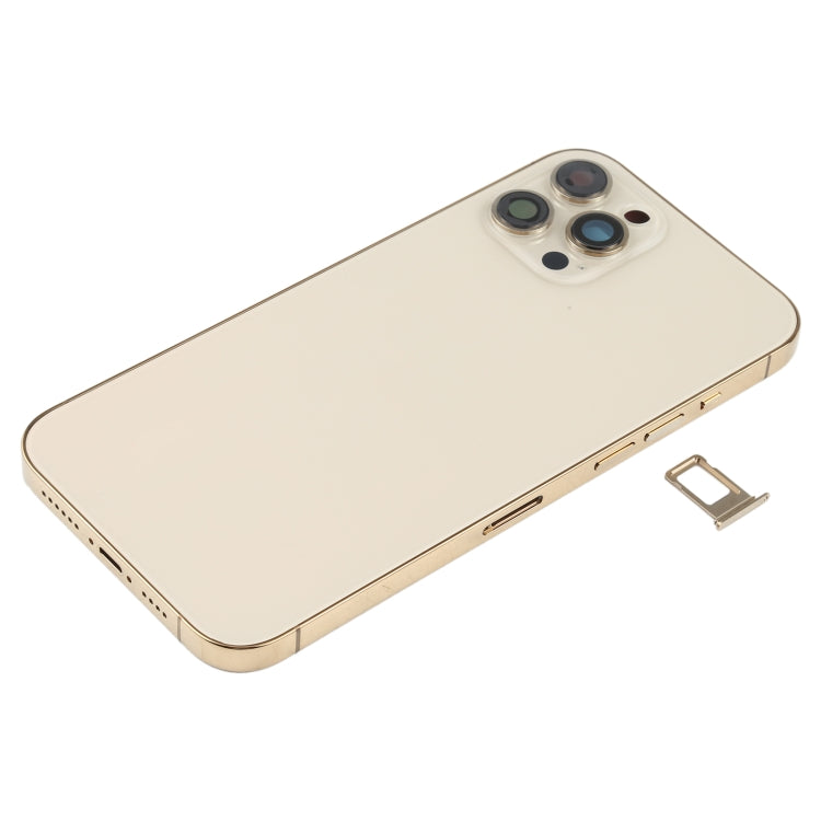 Battery Back Cover (with Side Keys & Card Tray & Power + Volume Flex Cable & Wireless Charging Module) for iPhone 12 Pro Max(Gold) - Back Cover by PMC TechLife | Online Shopping South Africa | PMC TechLife | Buy Now Pay Later Mobicred