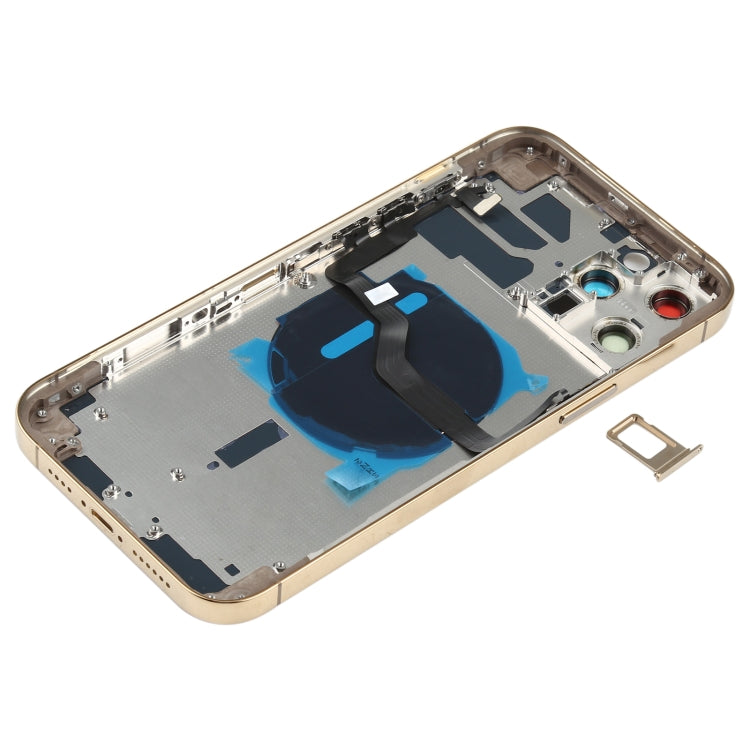Battery Back Cover (with Side Keys & Card Tray & Power + Volume Flex Cable & Wireless Charging Module) for iPhone 12 Pro Max(Gold) - Back Cover by PMC TechLife | Online Shopping South Africa | PMC TechLife | Buy Now Pay Later Mobicred