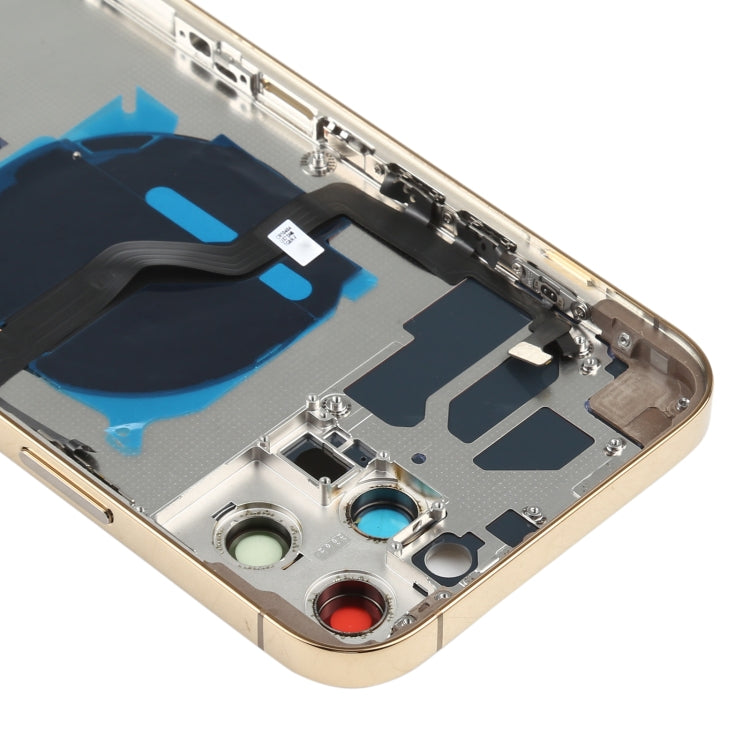 Battery Back Cover (with Side Keys & Card Tray & Power + Volume Flex Cable & Wireless Charging Module) for iPhone 12 Pro Max(Gold) - Back Cover by PMC TechLife | Online Shopping South Africa | PMC TechLife | Buy Now Pay Later Mobicred