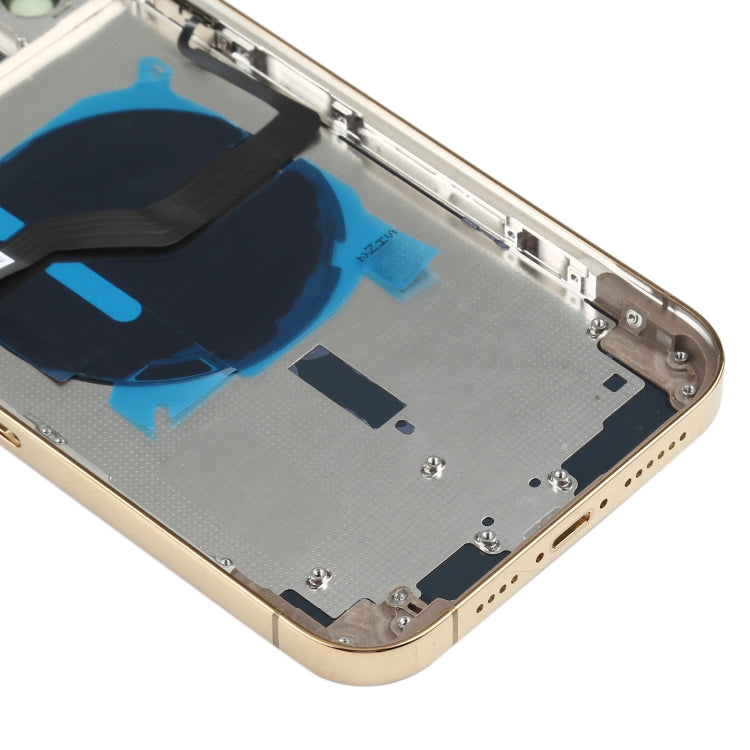 Battery Back Cover (with Side Keys & Card Tray & Power + Volume Flex Cable & Wireless Charging Module) for iPhone 12 Pro Max(Gold) - Back Cover by PMC TechLife | Online Shopping South Africa | PMC TechLife | Buy Now Pay Later Mobicred