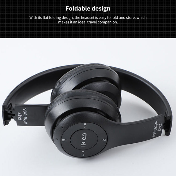 P47 Foldable Wireless Bluetooth Headphone with 3.5mm Audio Jack, Support MP3 / FM / Call (Green) - Headset & Headphone by PMC TechLife | Online Shopping South Africa | PMC TechLife
