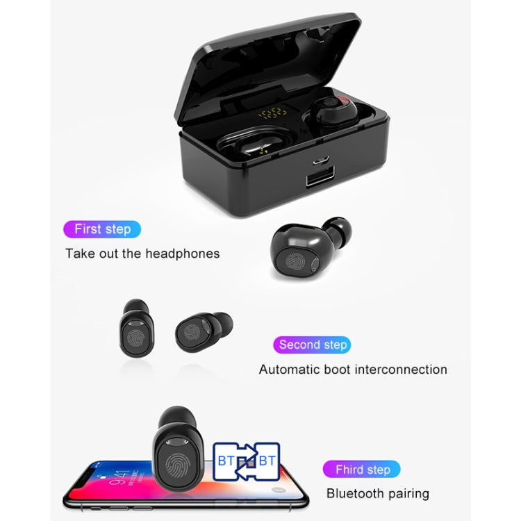 G10 TWS Bluetooth 5.0 Wireless Bluetooth Earphone with Charging Box, Support Digital Display & HD Call & Power Bank(Black) - TWS Earphone by PMC TechLife | Online Shopping South Africa | PMC TechLife