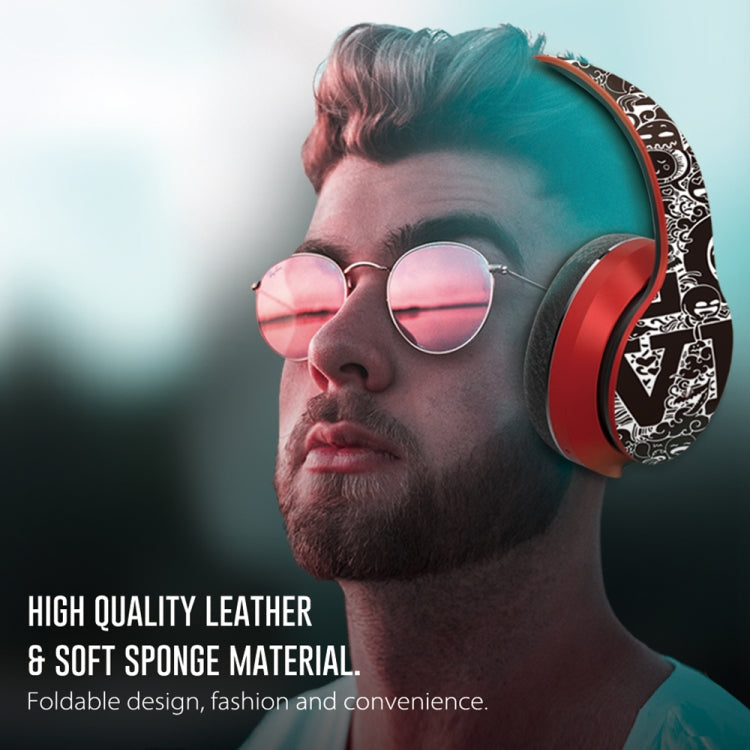 B1 Graffiti Pattern Wireless Bluetooth V5.0 Headset (Black Silver) - Headset & Headphone by PMC TechLife | Online Shopping South Africa | PMC TechLife