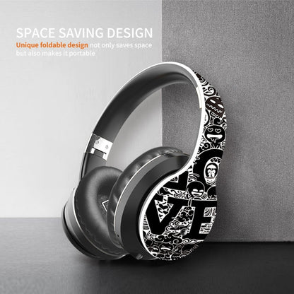 B1 Graffiti Pattern Wireless Bluetooth V5.0 Headset (Black Silver) - Headset & Headphone by PMC Jewellery | Online Shopping South Africa | PMC Jewellery