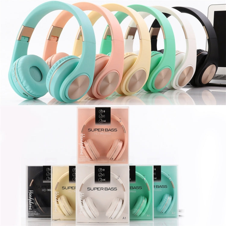 A1 Bluetooth 4.2 Candy Color Super Base Bluetooth Headphone, Support Music Play & Switching & Volume Control & Answer(Gold) - Headset & Headphone by PMC TechLife | Online Shopping South Africa | PMC TechLife