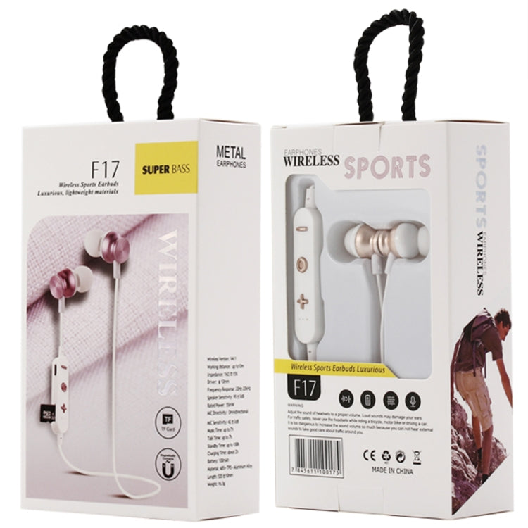 F17 Bluetooth 4.2 Hanging Neck Design Bluetooth Headset, Support Music Play & Switching & Volume Control & Answer(Gold) - Neck-mounted Earphone by PMC TechLife | Online Shopping South Africa | PMC TechLife