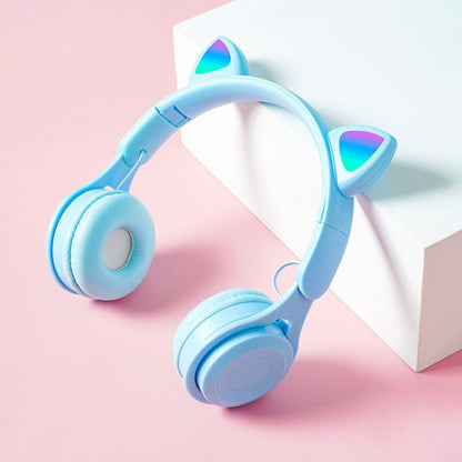 M6 Luminous Cat Ears Pure-color Foldable Bluetooth Headset with 3.5mm Jack & TF Card Slot (Blue) - Headset & Headphone by PMC Jewellery | Online Shopping South Africa | PMC Jewellery