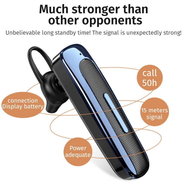 E1 Smart Noise Reduction Unilateral Ear-mounted Bluetooth Earphone (White Blue) - Bluetooth Earphone by PMC TechLife | Online Shopping South Africa | PMC TechLife