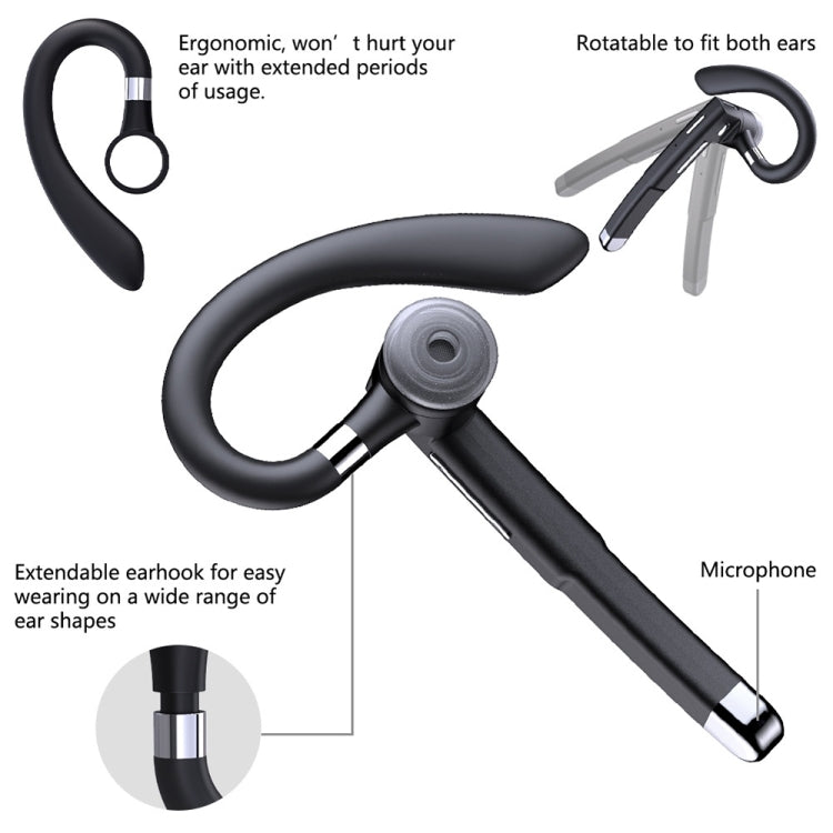 YYK-525 Simple Version Single Rotatable Earhook Noise Reduction Call Business Bluetooth Earphone without Charging Box - Bluetooth Earphone by PMC TechLife | Online Shopping South Africa | PMC TechLife
