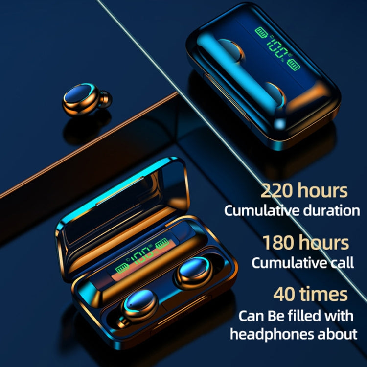 F9-5C LED Light + Digital Display Noise Reduction Bluetooth Earphone with Hand Strap(Black) - Bluetooth Earphone by PMC TechLife | Online Shopping South Africa | PMC TechLife