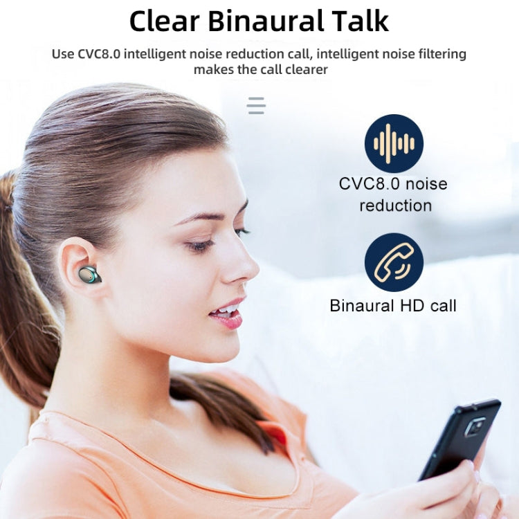 F9-5C Macaron Series Four-bar Breathing Light + Digital Display Noise Reduction Bluetooth Earphone (Baby Blue) - Bluetooth Earphone by PMC TechLife | Online Shopping South Africa | PMC TechLife