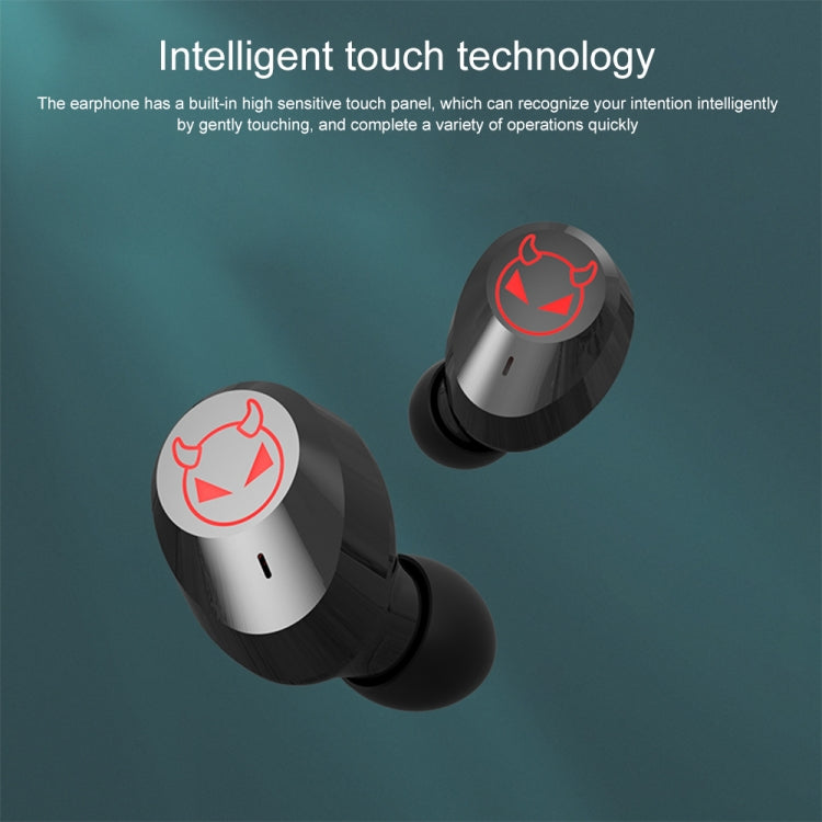 M23 Little Devil Pattern Intelligent Noise Reduction Touch Bluetooth Earphone with Three-screen Battery Display & Mirror Charging Box, Support HD Call & Siri (Red) - Bluetooth Earphone by PMC TechLife | Online Shopping South Africa | PMC TechLife