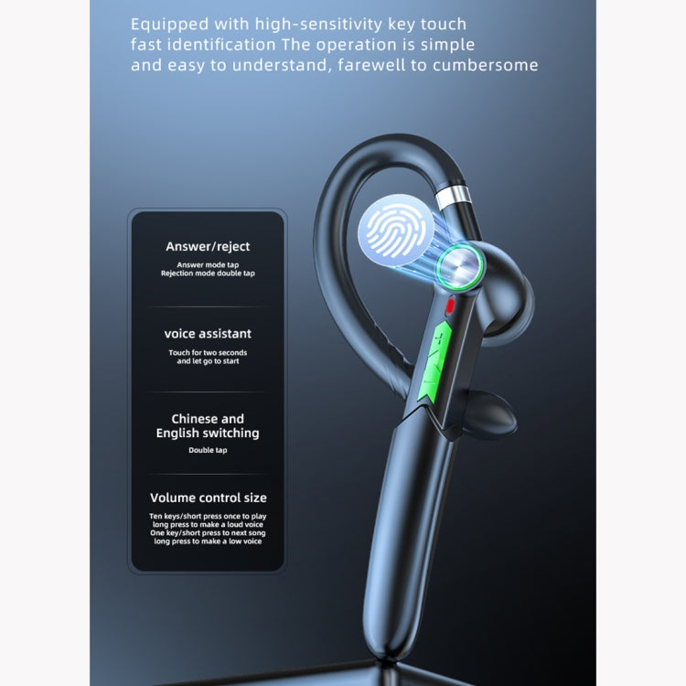 ME-100 TWS Business Rotating Universal True Stereo 5.0 Version Hanging Ear In-Ear Bluetooth Headset(Black+green) - Bluetooth Earphone by PMC TechLife | Online Shopping South Africa | PMC TechLife