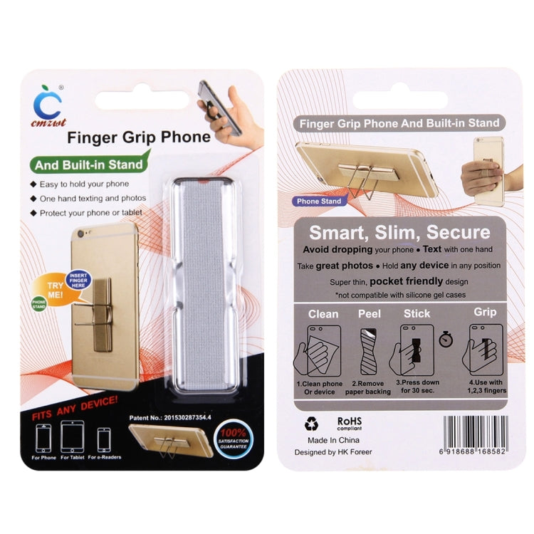 2 in 1 Adjustable Universal Mini Adhesive Holder Stand + Slim Finger Grip, Size: 7.3 x 2.2 x 0.3 cm(Grey) - Ring Holder by PMC TechLife | Online Shopping South Africa | PMC TechLife