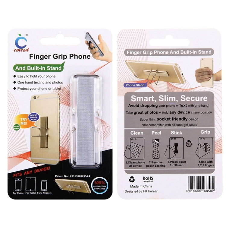 2 in 1 Adjustable Universal Mini Adhesive Holder Stand + Slim Finger Grip, Size: 7.3 x 2.2 x 0.3 cm(Silver) - Ring Holder by PMC TechLife | Online Shopping South Africa | PMC TechLife