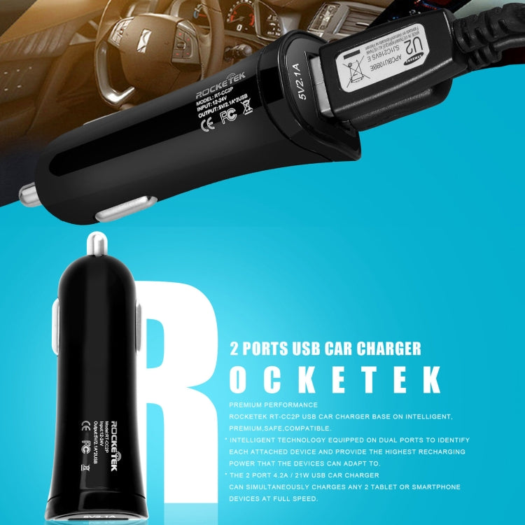 ROCKETEK CC2P DC 5V 4.2A Dual USB Smart Car Charger - Car Charger by ROCKETEK | Online Shopping South Africa | PMC TechLife | Buy Now Pay Later Mobicred
