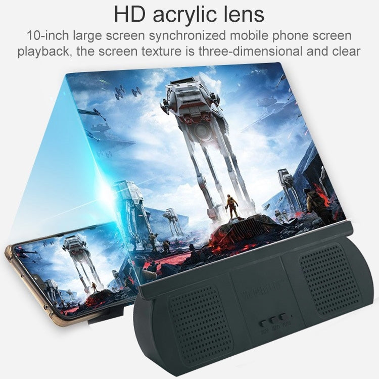 F9 10 inch Universal Chargeable Mobile Phone Screen Amplifier HD Video Amplifier with Silicone Suction Cup Stand & Bluetooth Speaker(White) - Screen Magnifier by PMC TechLife | Online Shopping South Africa | PMC TechLife