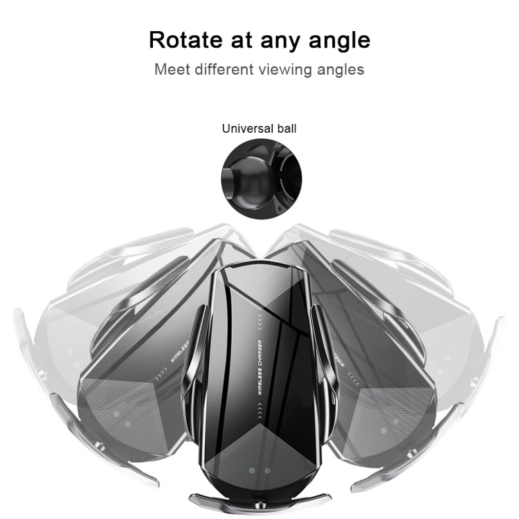 Q2 15W Universal Rotation Infrared Induction Magnetic Car Wireless Charging Mobile Phone Holder with Micro USB + 8 Pin + Type-C / USB-C Magnetic Connector(Silver) - Wireless Charger Holders by PMC TechLife | Online Shopping South Africa | PMC TechLife