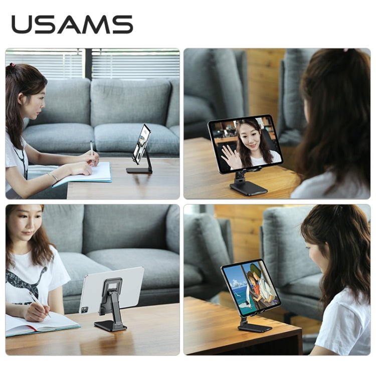 USAMS US-ZJ059 Retractable Mobile Phone Tablet Desktop Stand Holder (Black) - Desktop Holder by USAMS | Online Shopping South Africa | PMC Jewellery