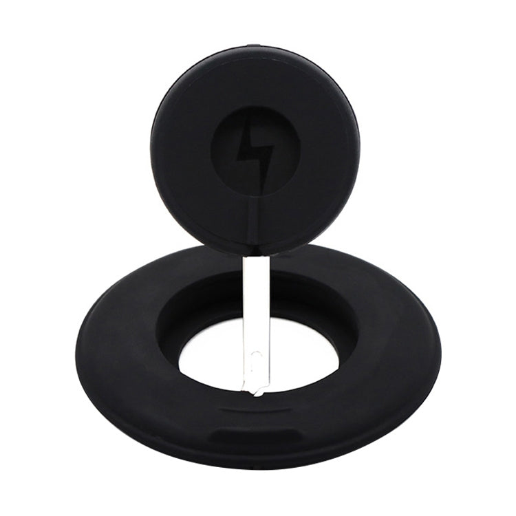 2 in 1 Silicone Desktop Wireless Charger Telescopic Stand For iPhone / Watch Wireless Charger (Black) - Desktop Holder by PMC TechLife | Online Shopping South Africa | PMC TechLife