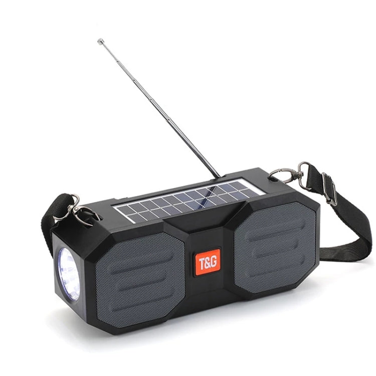 T&G TG634 Outdoor Solar Power Bluetooth Wireless Speaker with FM / Flashlight / TF Card Slot (Black Grey) - Desktop Speaker by T&G | Online Shopping South Africa | PMC Jewellery