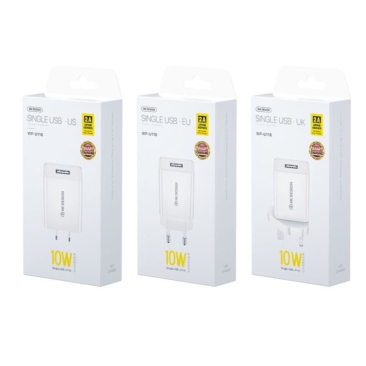 WK WP-U118 10W Single USB Port Travel Charger Power Adapter, EU Plug - free shipping - PMC TechLife - Order now!