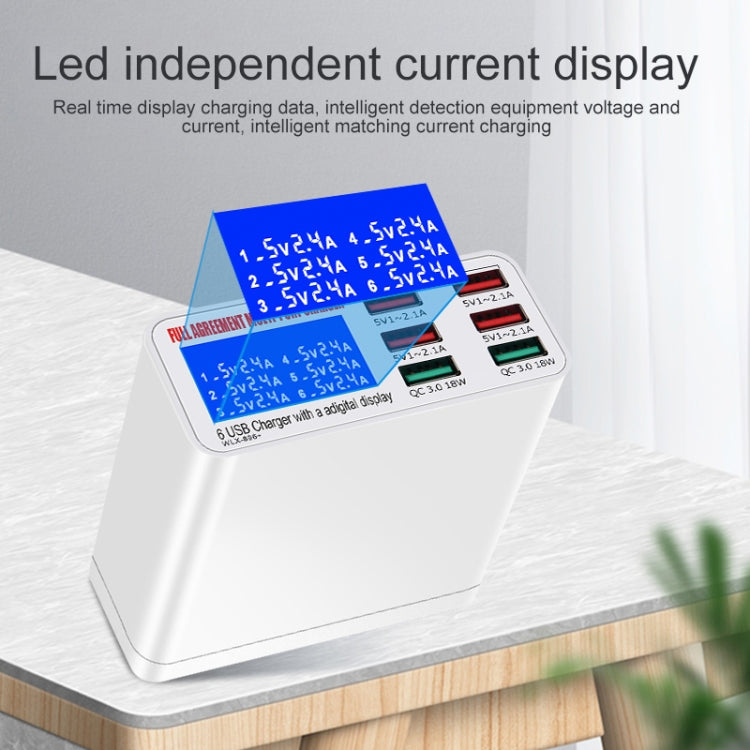 WLX-896+ 6 In 1 Multi-function Smart Digital Display USB Charger(US Plug) - Multifunction Charger by PMC TechLife | Online Shopping South Africa | PMC TechLife