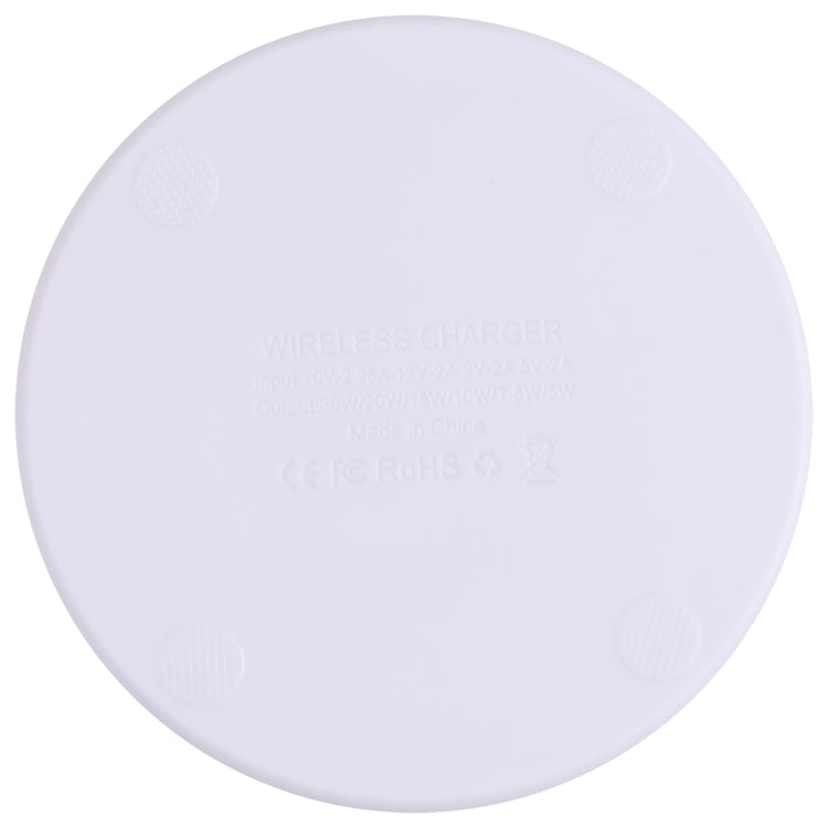 10W QI Plaid Pattern Round Plastic Wireless Charger (White) - Wireless Charger by PMC TechLife | Online Shopping South Africa | PMC TechLife