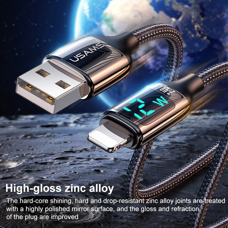 USAMS US-SJ543 U78 8 Pin Aluminum Alloy Digital Display Charging Data Cable, Length: 1.2m (Black) - Normal Style Cable by USAMS | Online Shopping South Africa | PMC Jewellery
