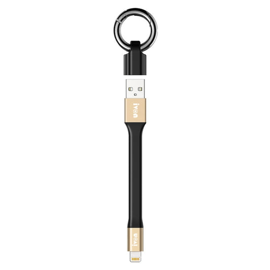 IVON CA90 2.4A USB to 8 Pin Portable Data Cable with Ring, Length: 14.5cm(Champagne Gold) - Normal Style Cable by IVON | Online Shopping South Africa | PMC Jewellery