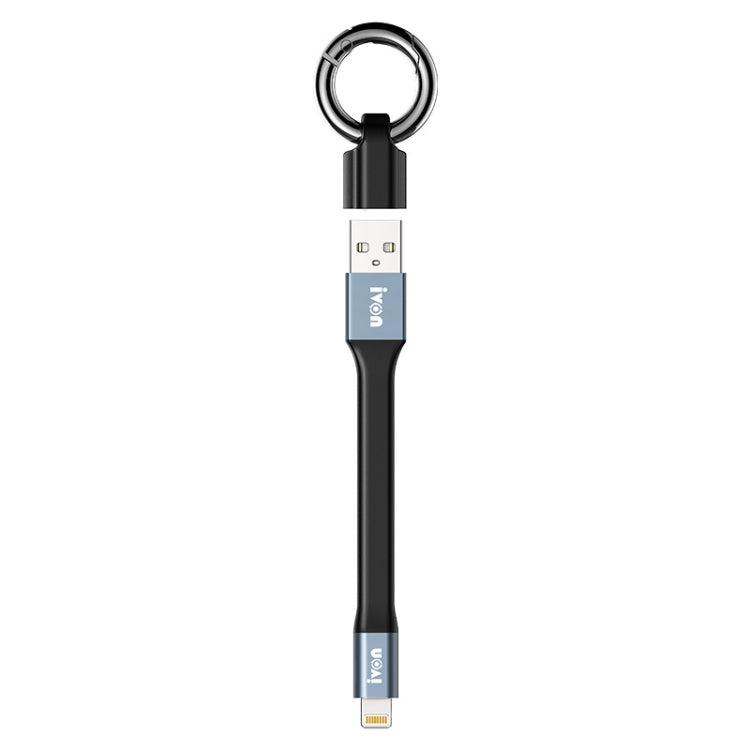 IVON CA90 2.4A USB to 8 Pin Portable Data Cable with Ring, Length: 14.5cm(Dark Gray) - Normal Style Cable by IVON | Online Shopping South Africa | PMC TechLife