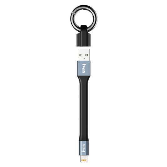 IVON CA90 2.4A USB to 8 Pin Portable Data Cable with Ring, Length: 14.5cm(Dark Gray) - Normal Style Cable by IVON | Online Shopping South Africa | PMC Jewellery