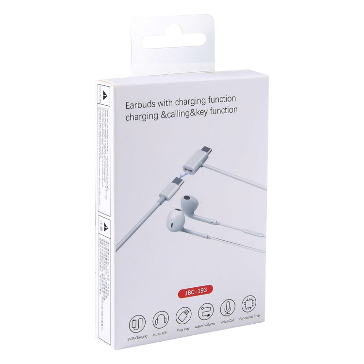 JBC-193 USB-C / Type-C Wired Control Earphone with USB-C / Type-C Interface Adapter, Support Charging / Calling - Type-C Earphone by PMC TechLife | Online Shopping South Africa | PMC TechLife