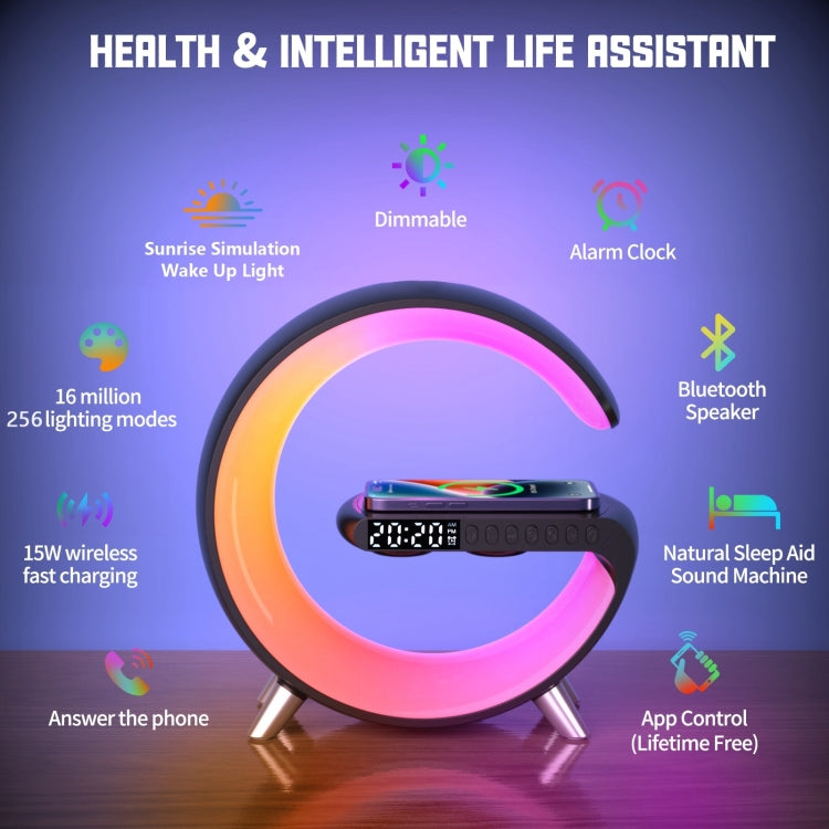 N69 Smart Bluetooth Speaker Support Wireless Charger & Alarm Clock & Ambient Light, EU Plug(Black) - Desktop Speaker by PMC TechLife | Online Shopping South Africa | PMC TechLife
