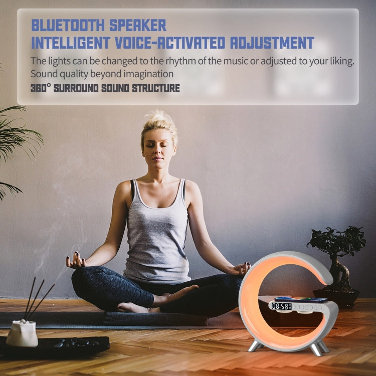 N69 Smart Bluetooth Speaker Support Wireless Charger & Alarm Clock & Ambient Light, EU Plug (White) - Desktop Speaker by PMC TechLife | Online Shopping South Africa | PMC TechLife