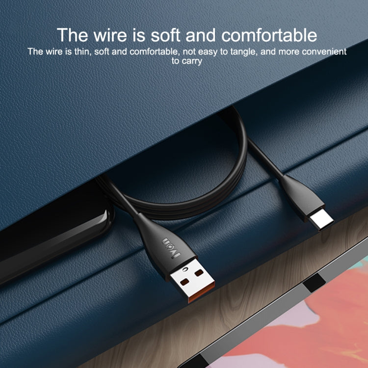 IVON CA87 USB to 8 Pin TPE Fast Charge Data Cable, Cable Length: 1m(Black) - Normal Style Cable by IVON | Online Shopping South Africa | PMC TechLife
