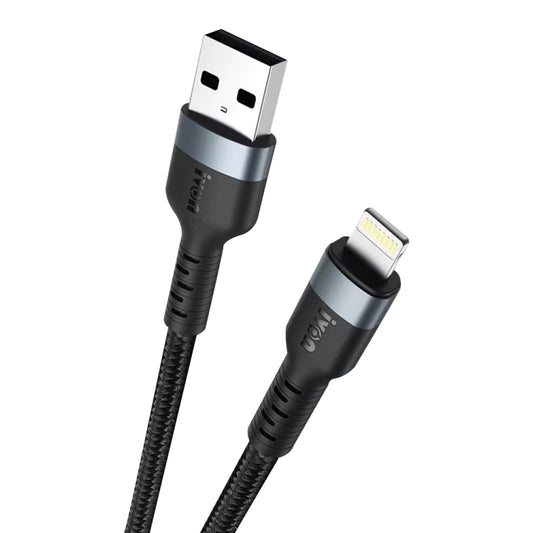 IVON CA88 12W 2.4A USB to 8 Pin Nylon Braid Fast Charge Data Cable, Cable Length: 1m (Black) - Normal Style Cable by IVON | Online Shopping South Africa | PMC Jewellery